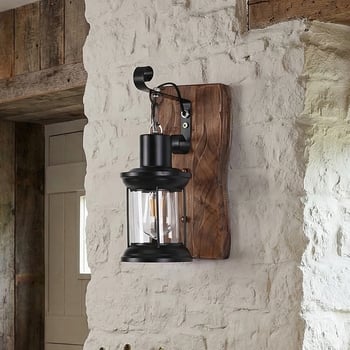 LED vintage nástenné svietidlo pre reštaurácie a bary, americký priemyselný štýl, drevené vnútorné nástenné svetlo pre chodby