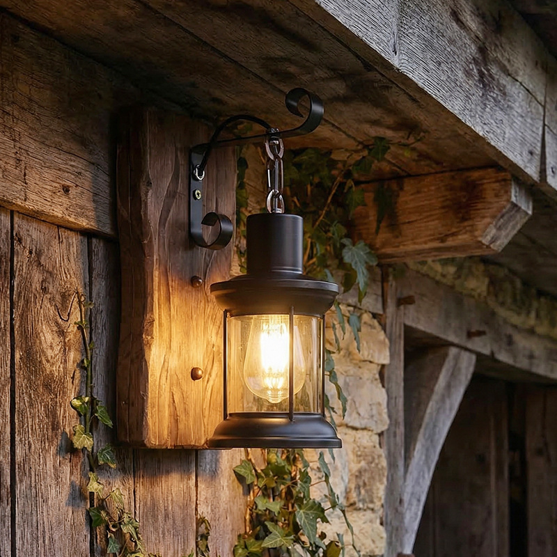 LED vintage nástenné svietidlo pre reštaurácie a bary, americký priemyselný štýl, drevené vnútorné nástenné svetlo pre chodby