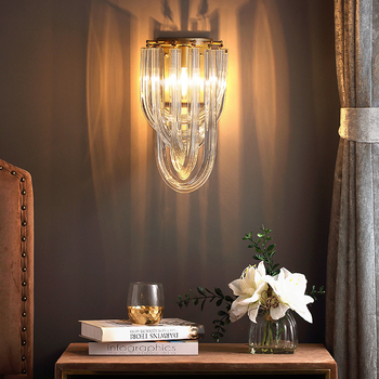 Skandinávsky kreatívny sklenený nástenný lampa do spálne a pracovne — postmoderné minimalistické dekoračné svetlo do obývačky a chodby