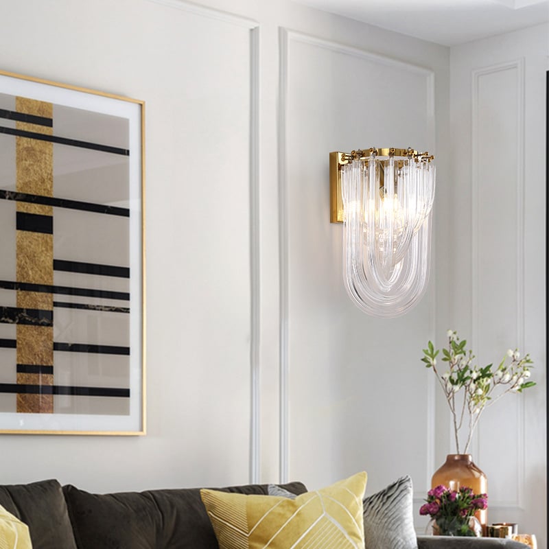 Skandinávsky kreatívny sklenený nástenný lampa do spálne a pracovne — postmoderné minimalistické dekoračné svetlo do obývačky a chodby