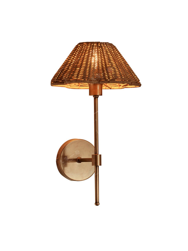 Ratanová nástenná lampa v japonskom štýle Wabi-Sabi, retro americká nočná lampa do chodby, čajovňa a jedáleň, atmosféra