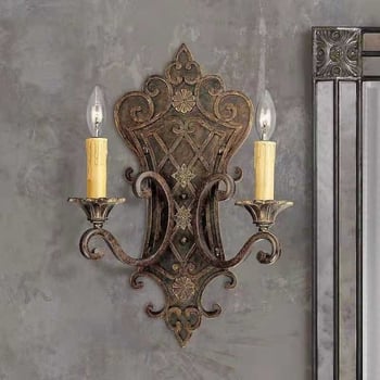 Francúzsky štýlová vintage opotrebovaná stenová lampa, vhodná do jedálne, spálne, chodby, pozadia steny a schodišťa