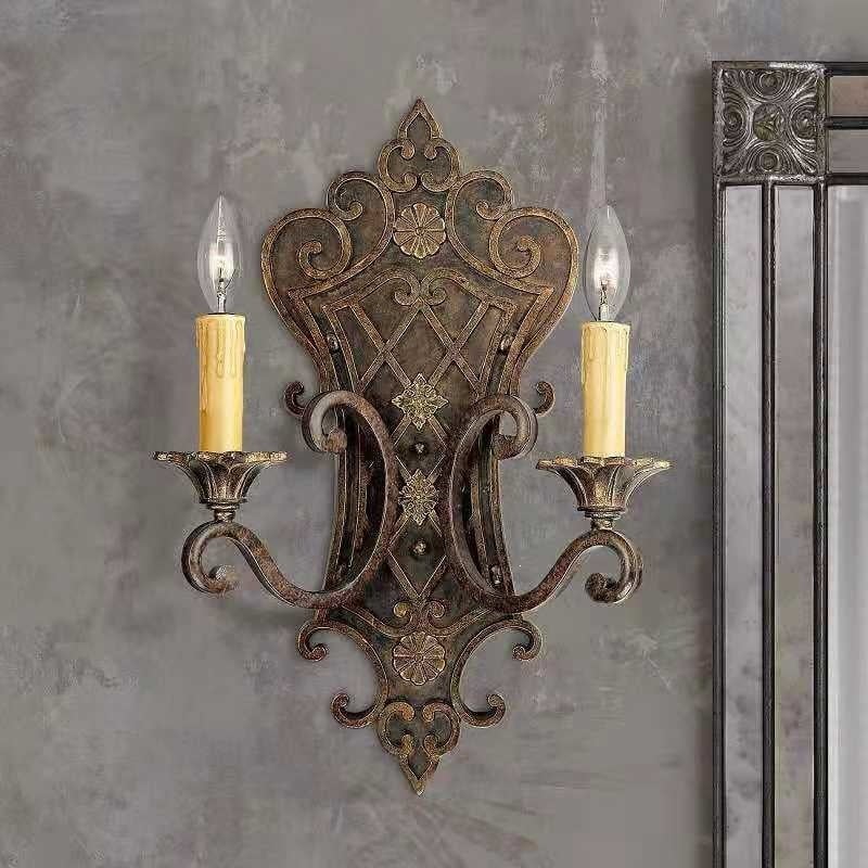 Francúzsky štýlová vintage opotrebovaná stenová lampa, vhodná do jedálne, spálne, chodby, pozadia steny a schodišťa