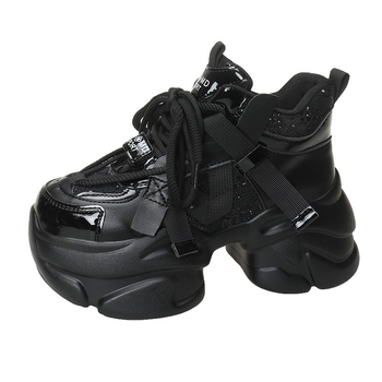 Pantofi sport damă cu căptușeală din polar și talpă PU groasă, stil dad shoes, creștere de 8 cm, pantofi sport casual