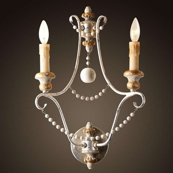Nástenná lampa s látkovým tienidlom v štýle vintage retro, kombinácia americkej vidieckej a francúzskej elegancie, vhodná do spálne, chodby a obývačky.