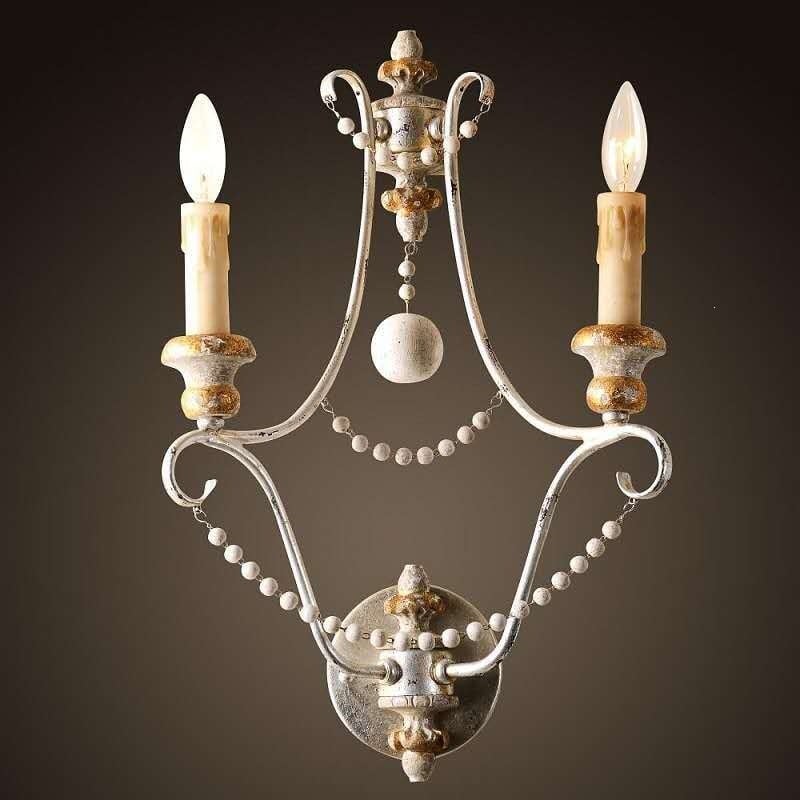 Nástenná lampa s látkovým tienidlom v štýle vintage retro, kombinácia americkej vidieckej a francúzskej elegancie, vhodná do spálne, chodby a obývačky.