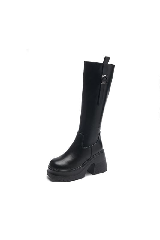Dámske kolenné čižmy s hrubým podpätkom, zvyšujú výšku o 10 cm, nový model