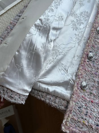 Jachetă scurtă din tweed, inspirată de Chanel, lux francez pentru doamnă, top cu guler rotund A78012