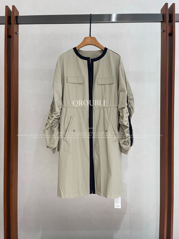 Qrouble Νέο στυλ Old Money Κορεατικό υψηλής ποιότητας casual φαρδύ μεσαίου μήκους παλτό trench