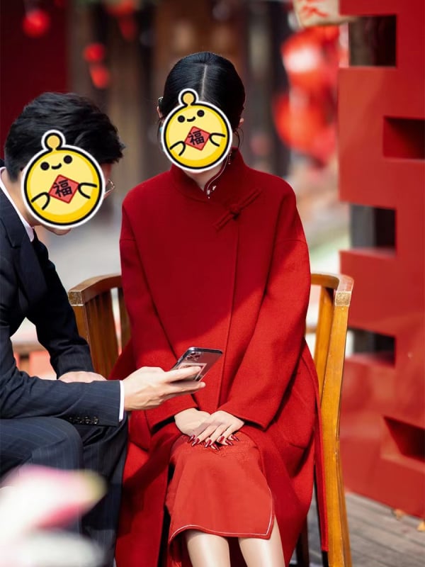 Palton lung din lână, reversibil, în stil chinezesc, toamnă-iarnă 2023, ediție pentru anul zodiacal, în stoc