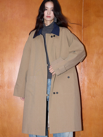 Shengdu Női középméretű trenchcoat koreai stílusban, patchwork színblokkal Lyocell és pamut keverék, tavasz 2026