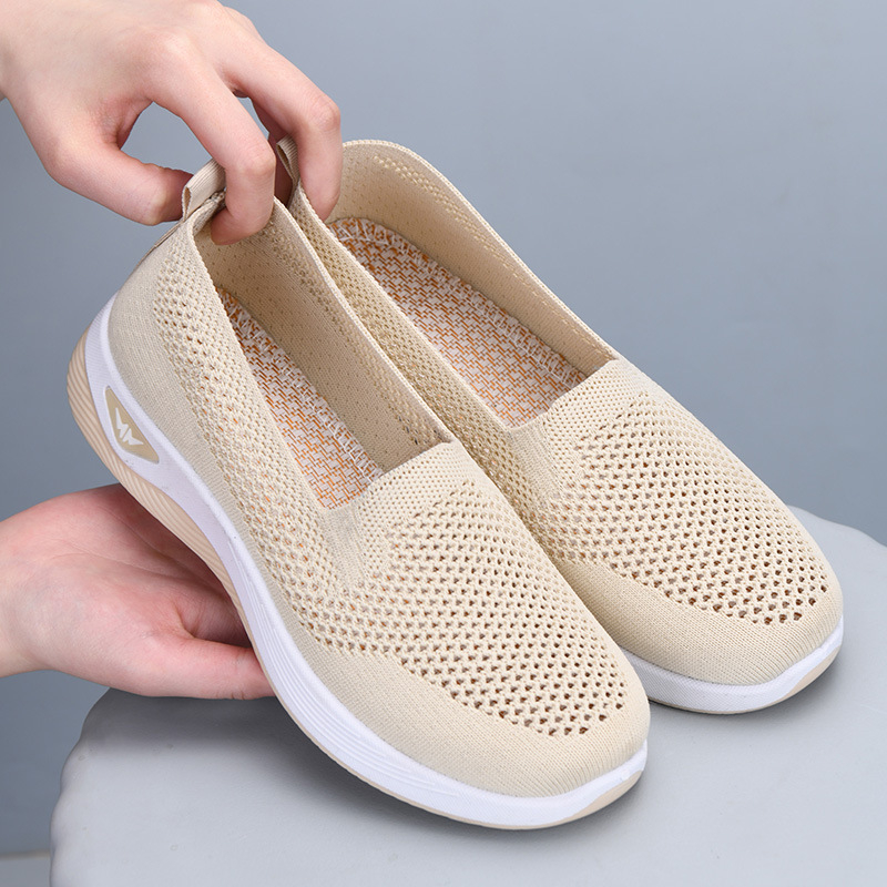 Женски дишащи Slip-On обувки с мрежеста горна част, леки ежедневни плоски обувки за пролет-лято