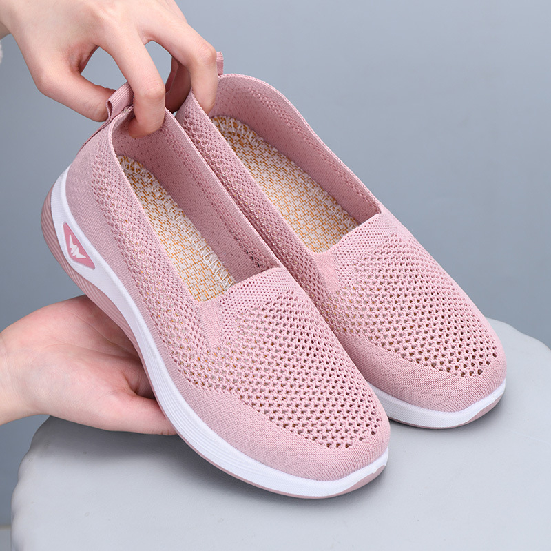 Женски дишащи Slip-On обувки с мрежеста горна част, леки ежедневни плоски обувки за пролет-лято