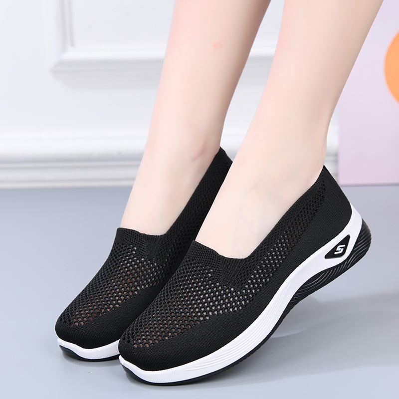Женски дишащи Slip-On обувки с мрежеста горна част, леки ежедневни плоски обувки за пролет-лято