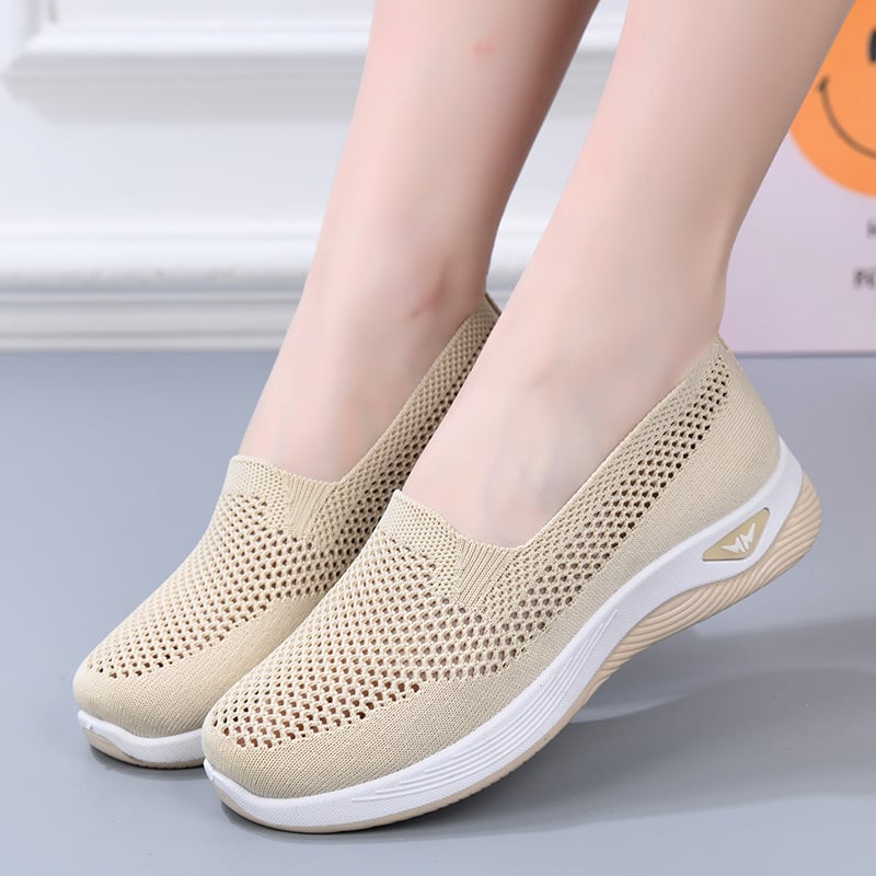 Женски дишащи Slip-On обувки с мрежеста горна част, леки ежедневни плоски обувки за пролет-лято