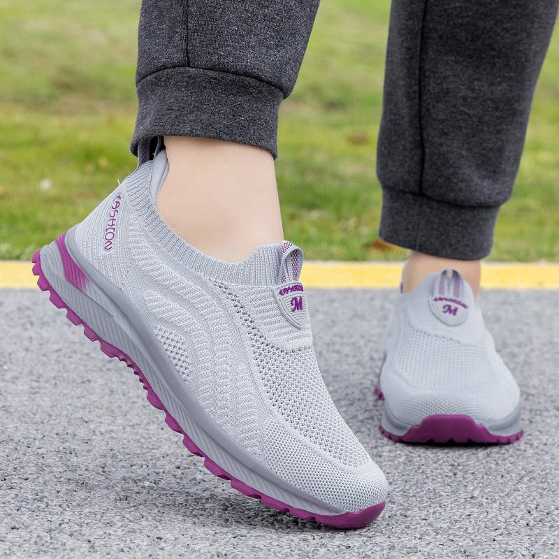Δρομικά slip-on με διαπερατό πλέγμα για μεσήλικες και ηλικιωμένες γυναίκες, ελαφριά και άνετα καθημερινά παπούτσια