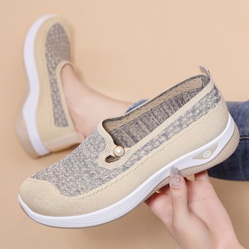 Дамски Slip-On летни обувки от плат, леки и дишащи, удобни за ежедневието, нисък vamp и плоска подметка