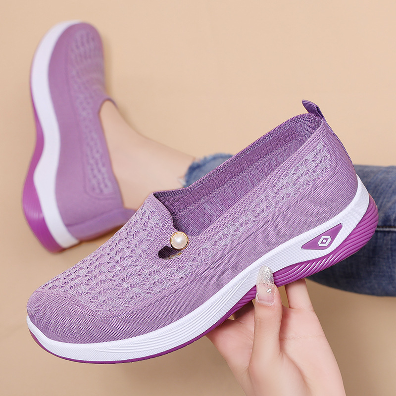 Дамски Slip-On летни обувки от плат, леки и дишащи, удобни за ежедневието, нисък vamp и плоска подметка