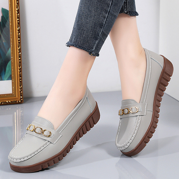 Γυναικείοι loafers με καουτσούκ σόλα – επίπεδη γραμμή, PU πάνω μέρος, αντιολισθητικά, άνετη μαλακή σόλα