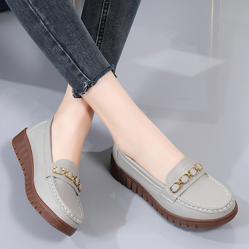 Γυναικείοι loafers με καουτσούκ σόλα – επίπεδη γραμμή, PU πάνω μέρος, αντιολισθητικά, άνετη μαλακή σόλα