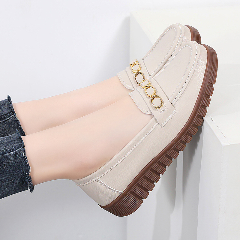 Γυναικείοι loafers με καουτσούκ σόλα – επίπεδη γραμμή, PU πάνω μέρος, αντιολισθητικά, άνετη μαλακή σόλα