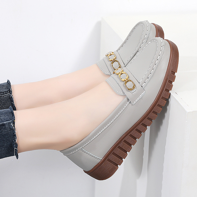 Γυναικείοι loafers με καουτσούκ σόλα – επίπεδη γραμμή, PU πάνω μέρος, αντιολισθητικά, άνετη μαλακή σόλα