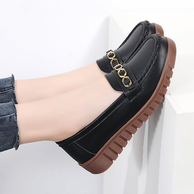 Γυναικείοι loafers με καουτσούκ σόλα – επίπεδη γραμμή, PU πάνω μέρος, αντιολισθητικά, άνετη μαλακή σόλα
