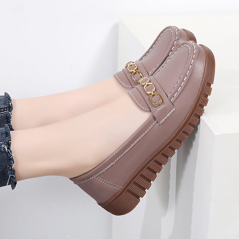 Γυναικείοι loafers με καουτσούκ σόλα – επίπεδη γραμμή, PU πάνω μέρος, αντιολισθητικά, άνετη μαλακή σόλα
