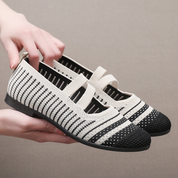 Γυναικεία ανάλαφρα Slip-On παπούτσια με Flyknit διχτυωτό πάνω μέρος, Old Beijing υφασμάτινα παπούτσια, casual στυλ