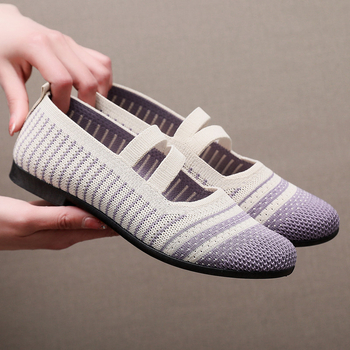 Γυναικεία ανάλαφρα Slip-On παπούτσια με Flyknit διχτυωτό πάνω μέρος, Old Beijing υφασμάτινα παπούτσια, casual στυλ