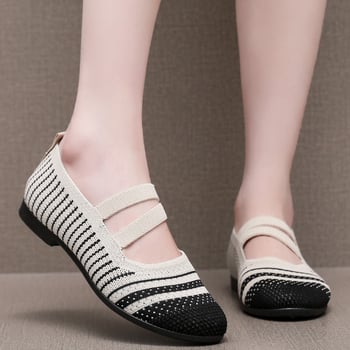 Γυναικεία ανάλαφρα Slip-On παπούτσια με Flyknit διχτυωτό πάνω μέρος, Old Beijing υφασμάτινα παπούτσια, casual στυλ