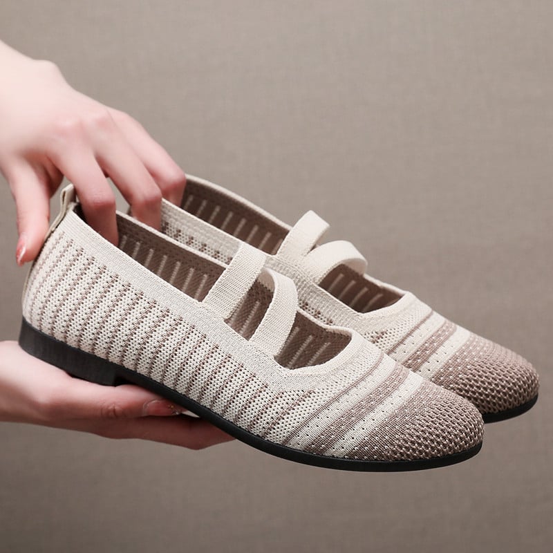 Γυναικεία ανάλαφρα Slip-On παπούτσια με Flyknit διχτυωτό πάνω μέρος, Old Beijing υφασμάτινα παπούτσια, casual στυλ