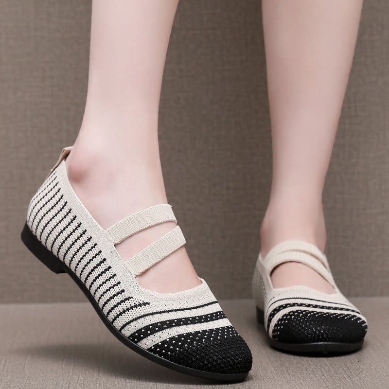 Γυναικεία ανάλαφρα Slip-On παπούτσια με Flyknit διχτυωτό πάνω μέρος, Old Beijing υφασμάτινα παπούτσια, casual στυλ