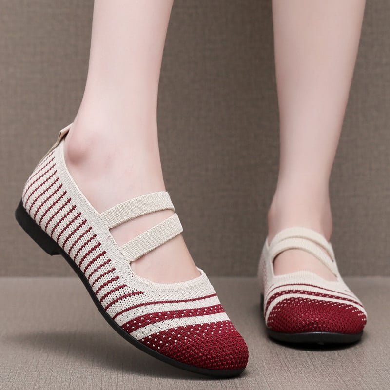 Γυναικεία ανάλαφρα Slip-On παπούτσια με Flyknit διχτυωτό πάνω μέρος, Old Beijing υφασμάτινα παπούτσια, casual στυλ