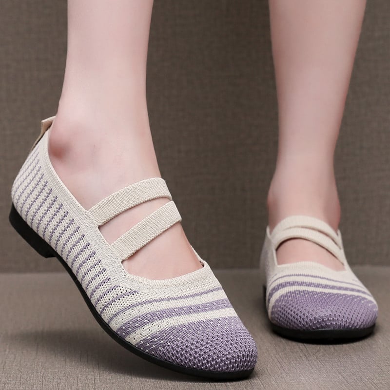 Γυναικεία ανάλαφρα Slip-On παπούτσια με Flyknit διχτυωτό πάνω μέρος, Old Beijing υφασμάτινα παπούτσια, casual στυλ