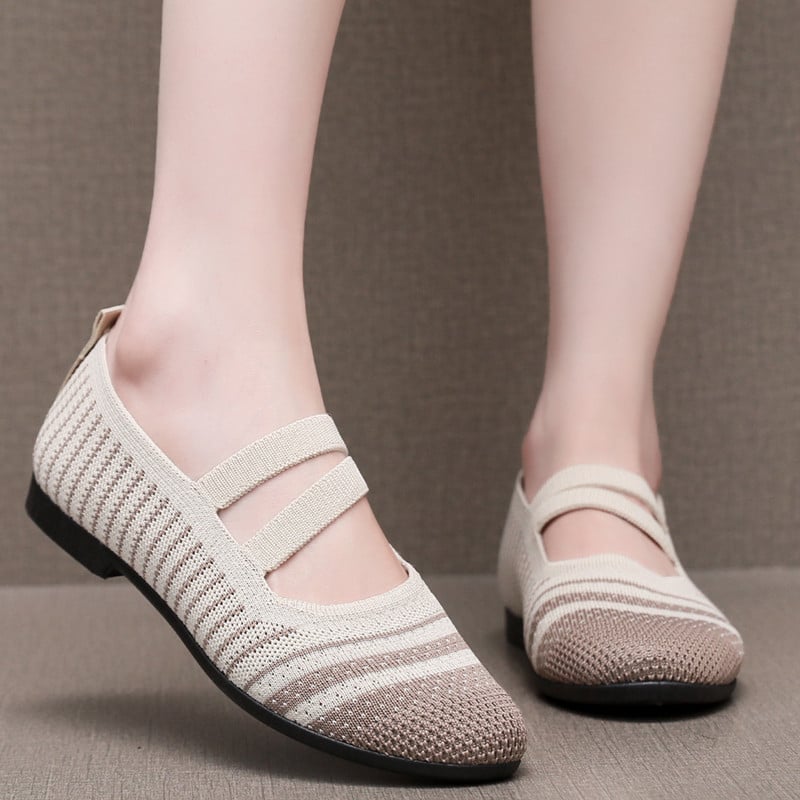 Γυναικεία ανάλαφρα Slip-On παπούτσια με Flyknit διχτυωτό πάνω μέρος, Old Beijing υφασμάτινα παπούτσια, casual στυλ