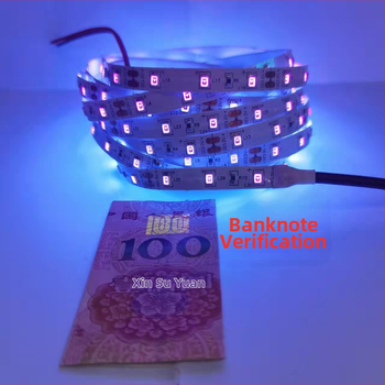 LED ултравиолетна лента с лилава светлина, ниско напрежение 5V/12V, гъвкава SMD LED лента за проверка на банкноти, медицинска дезинфекция и UV втвърдяване на лепило