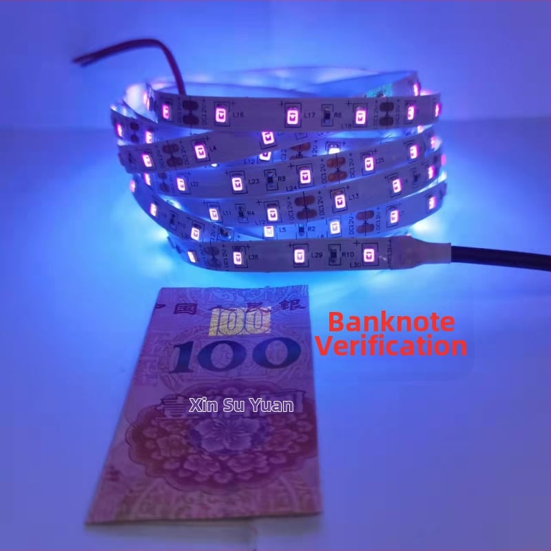 LED ултравиолетна лента с лилава светлина, ниско напрежение 5V/12V, гъвкава SMD LED лента за проверка на банкноти, медицинска дезинфекция и UV втвърдяване на лепило