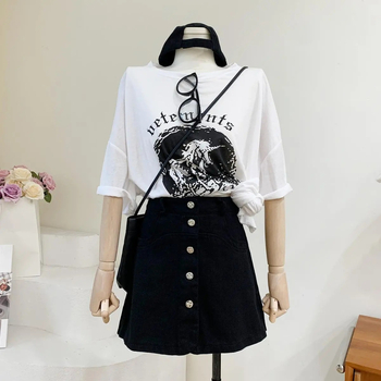 Γυναικείο T‑shirt από Modal, κοντομάνικο με εκτύπωση μονόκερου, στρογγυλή λαιμόκοψη, άνετη φαρδιά γραμμή για καλοκαίρι.