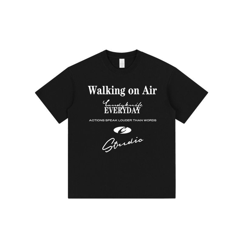 Γυναικείο βαμβακερό κοντομάνικο T‑shirt με στρογγυλό λαιμό, χαλαρή εφαρμογή, εκτυπωτικό σχέδιο, κορεατικό streetwear