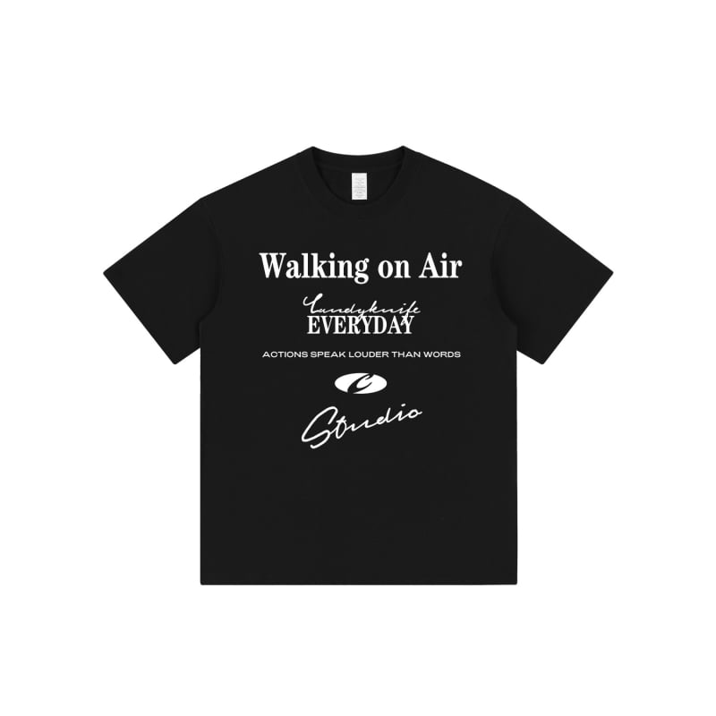 Γυναικείο βαμβακερό κοντομάνικο T‑shirt με στρογγυλό λαιμό, χαλαρή εφαρμογή, εκτυπωτικό σχέδιο, κορεατικό streetwear