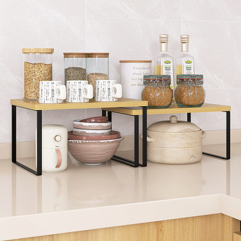 Διπλό ράφι κουζίνας για τον πάγκο – αποθήκευση μπαχαρικών και μικροαντικειμένων, ράφι ντουλαπιού