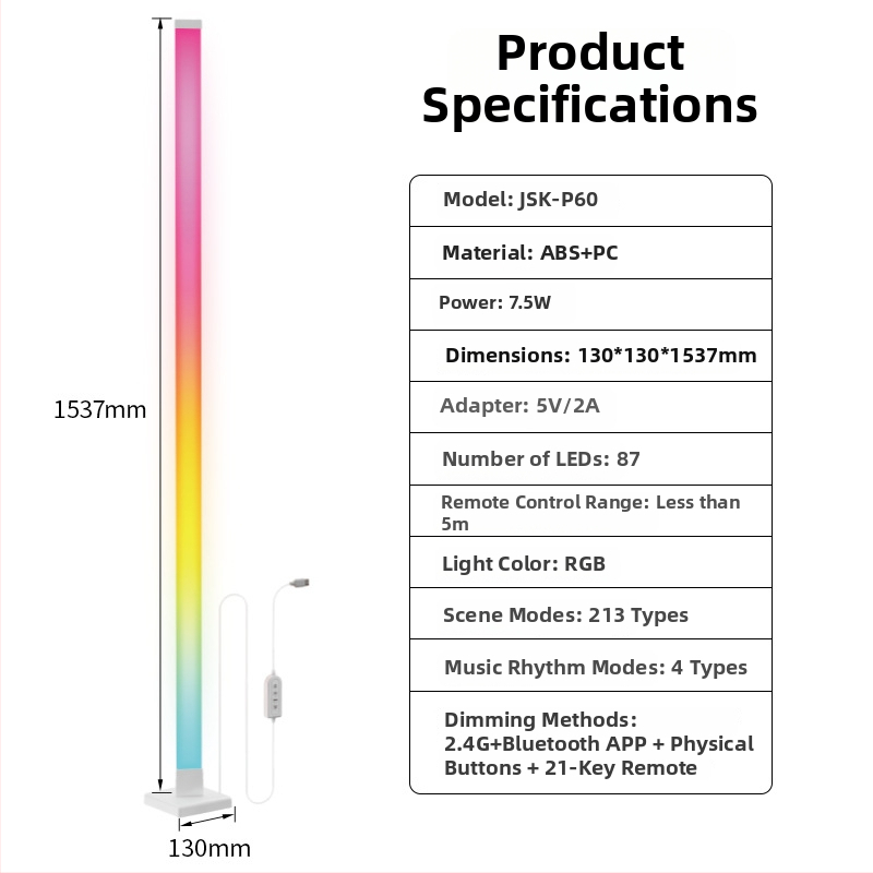 Trojuholníková stojacia lampa s RGB LED pásikom pre ambientné osvetlenie, rohové svetlo s Bluetooth senzorom zvuku, do herne a baru
