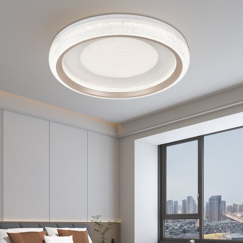 Stropné svietidlo do spálne – moderné minimalistické, ľahký luxusný krištáľový kremový štýl, plné spektrum osvetlenia