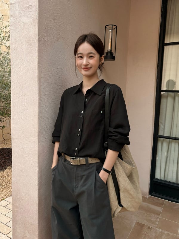 Dámska košeľa z Tencel-Linen, voľný strih, dlhé rukávy, jar 2026