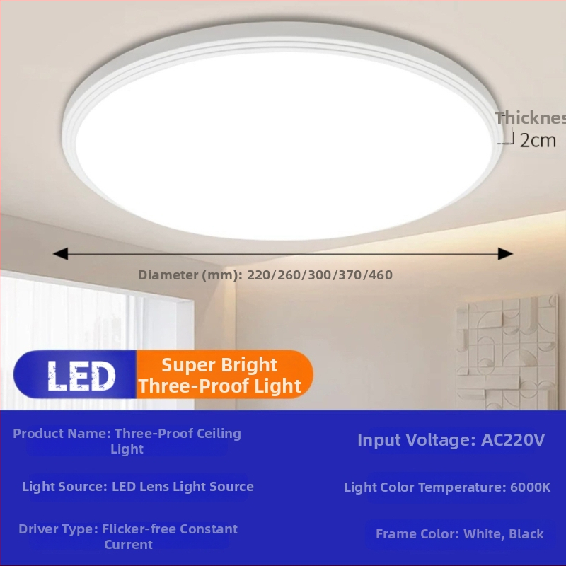 Úplne uzavreté LED stropné svetlo, ultra tenké, moderný minimalistický štýl, pre spálňu, balkón a kúpeľňu, ochrana očí, okrúhle hlavné svetlo