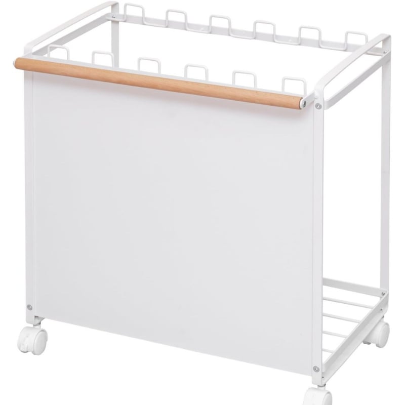 Posuvný stojan na vrecia na odpadky so tromi priehradkami a kolieskami, minimalistický štýl úložiska, kuchynský stojan na odpadky