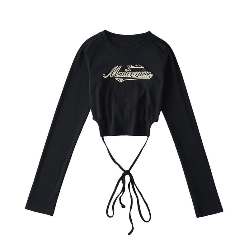Dámske tričko s dlhými rukávmi v štýle amerického vintage, raglanové rukávy, úzky strih, ochrana proti slnku, crop top odhaľujúci pupok.