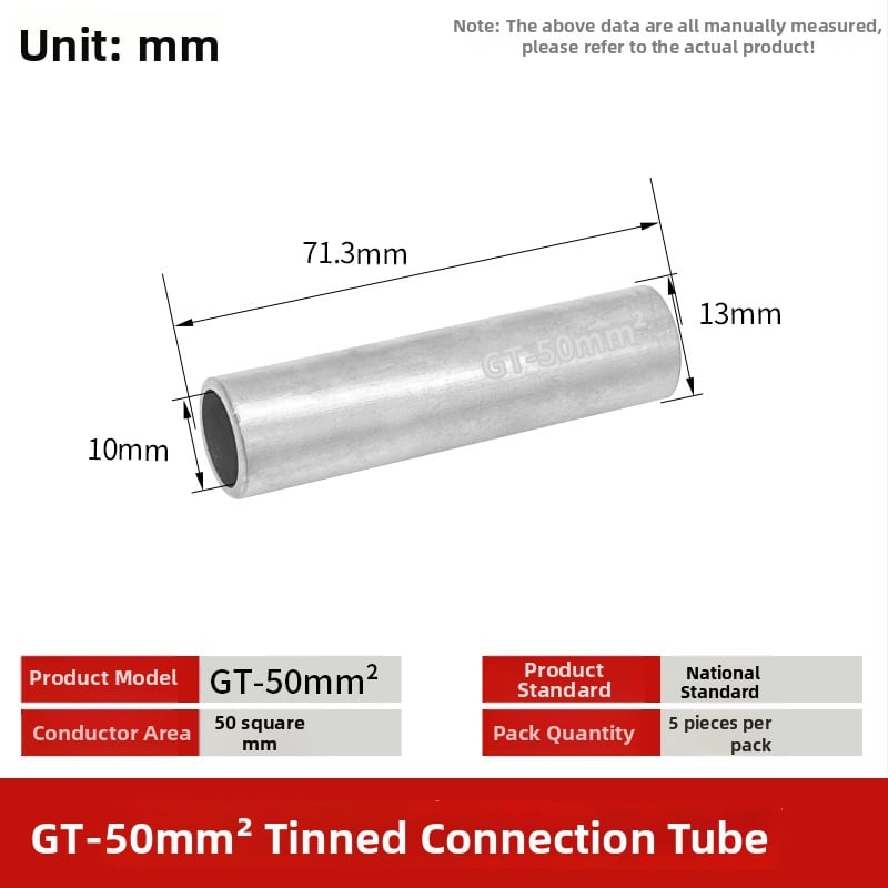 GT-50mm négyzet alakú természetes ónzott réz csatlakozócsővel, rézorral a vezetékekhez
