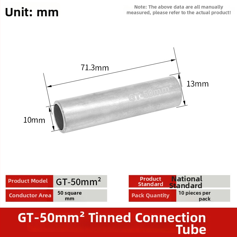 GT-50mm négyzet alakú természetes ónzott réz csatlakozócsővel, rézorral a vezetékekhez